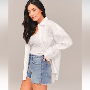 Denim Shorts High Rise Cut Off Abercrombie Curve Love Size 4 / 27